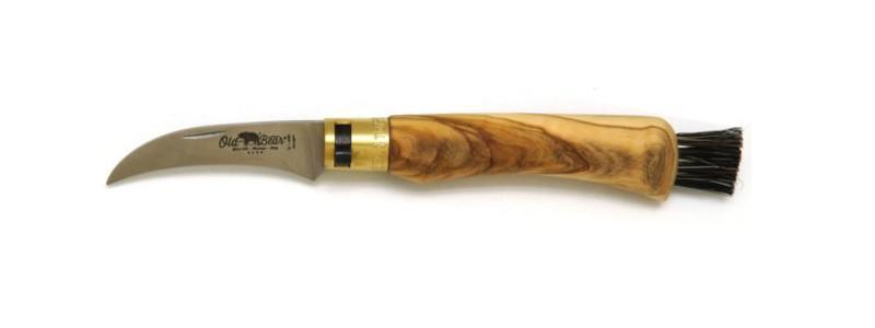 Couteau champignons artisanal Old Bear manche en olivier