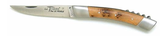 Couteau de poche LE THIERS® avec tire bouchon en bois de genévrier