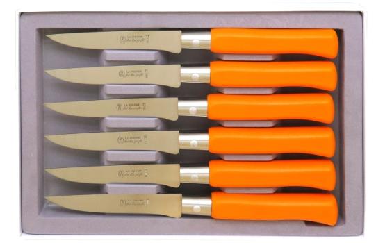 Coffret de 6 couteaux de table Country orange
