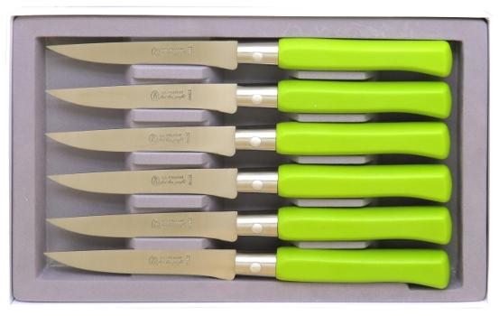 Coffret de 6 couteaux de table country vert anis