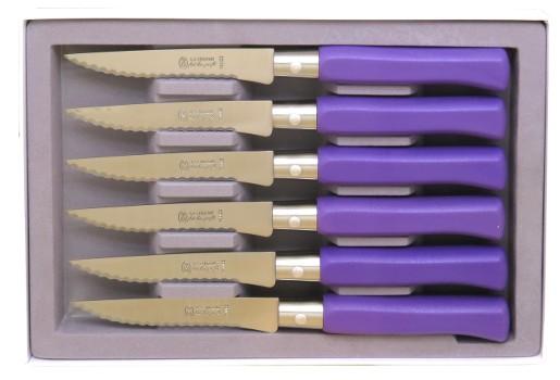 Coffret de 6 couteaux de table country violet