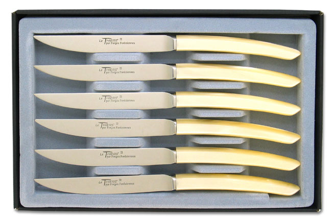 Couteaux de table - Coffret de 6 Couteaux steak à viande LE THIERS® couleur  champagne